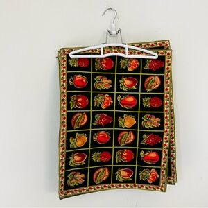 April Cornell Black With Fruit And Floral Print Placemats Set Of 6 Rectangular